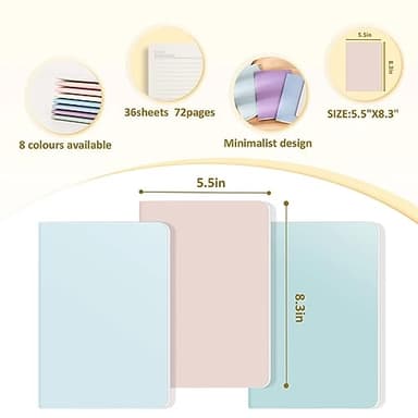 Ddaowanx 48 Pack Colorful Lined Notebooks, Journals in Bulk, 72 Pages, 36 Sheets,8.3x5.5 Inch, A5 Size, Travel Writing Notebooks Journal for Office School Supplie(Lined-48pack, 8 Colors) - Image 2