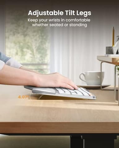 ProtoArc Backlit Bluetooth Ergonomic Keyboard, EK01 Plus Full Size Wireless Split Keyboard with Dual Bluetooth and USB, Cushioned Wrist Rest, Rechargeable, for Windows/Mac/Android, White and Silver - Image 7