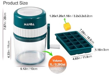 MANBA Ice Shaver and Snow Cone Machine, Premium Portable Ice Crusher with Free Ice Cube Trays - BPA Free - Image 6
