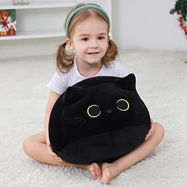 WeBingo Black Cat Plush Toy 16'' Black Cat Pillow, Soft Plush Doll Black Cat Stuffed Animal, 3D Black Cat Plushies Pillow Baby Cute Plush Toys Shape Cat Design Sofa Fat Pillow Gifts for Boys Girls - Image 7