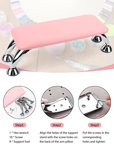 Big Arm Rest for Nails Cushion, Microfiber Leather Hand Rest for Nails Tech, Hand Rest Pillow for Nails Toenails, Detachable Nail Art Accessories Tool for Nails Tech (Pink) - Image 5