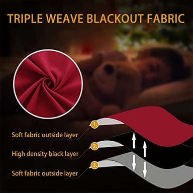 KOUFALL Christmas Curtains for Living Room,Black Out Curtain 96 Inches Long 2 Panel Set Red Blackout Decorative Window Treatments Thermal Curtains for Winter Insulated - Image 8