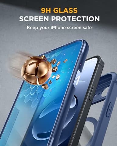 Miracase Magnetic for iPhone 16e Case Full-Body Phone with Built-in Glass Screen Protector, [Compatible with MagSafe] Military Drop Proof 16E Cover Bumper 6.1 inch, Blue - Image 4