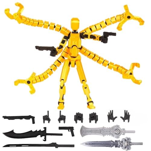 SENROELECTRONAGE T13 Action Figure Assembly Completed, Upgraded 3D Printed T13 Action Figure, The Dummy 13 is Very Suitable for Office Desks and Birthday Cake Decorations (Yellow) - Image 1