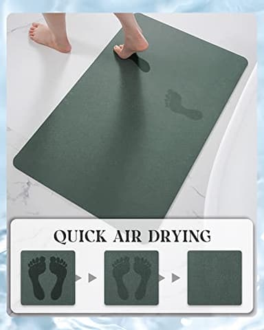 MontVoo -Bath Mat Rug-Rubber Backing Non Slip Quick Dry Absorbent Thin Bathroom Rugs Fit Under Door-Faux Suede Surface Bathroom Floor Mats-Shower Rug for in Front of Bathtub Shower Green 17"x27.5" - Image 3