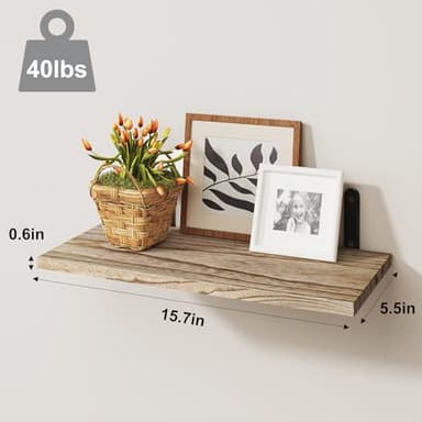 Fixwal Wall Floating Shelves for Room Decor, 4 Sets Floating Shelves for Wall Storage, Wood Wall Mounted Shelf for Bedroom Decor, Bathroom Storage, Book Shelf for Wall-Rustic Brown - Image 3
