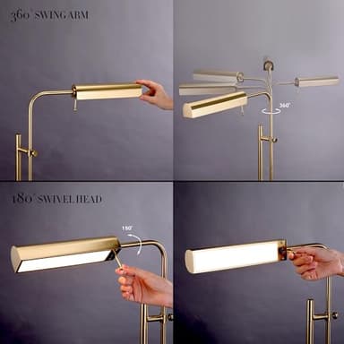 O'Bright Cedric Adjustable Pharmacy Floor Lamp - Industrial Design for Reading, Crafting, Work - 10W LED, Height 45-61 inches - Ideal for Living Room, Bedside, Office - Antique Brass (Gold) - Image 4