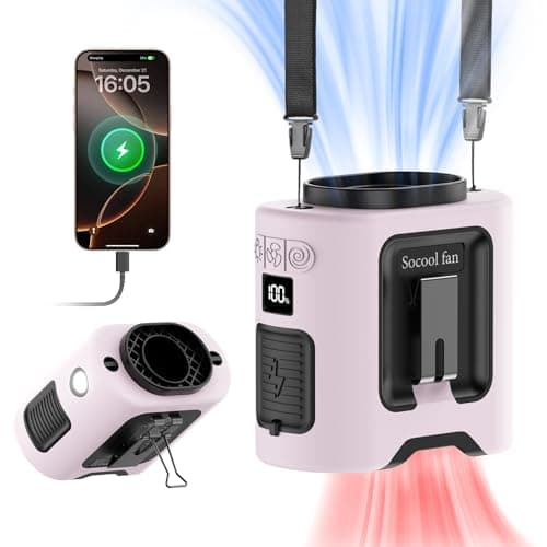 Socool 14500mAh Portable Waist Fan Clip on Belt 360 Rotation Wearable Rechargeable Personal Shirt Fan, 67H Cooling 5-Speed Battery Operated Fans with Light, Neck Fan Hanging for Outdoor Camping Travel - Image 1