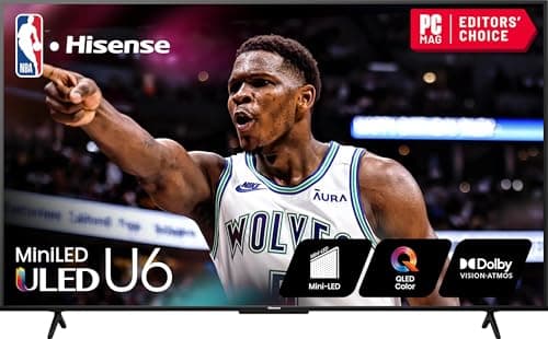 Hisense 85-Inch Class U6 Series Mini-LED ULED 4K UHD Google Smart TV (85U6N, 2024 Model) - QLED, Motion Rate 240, HDR 10+, Full Array Local Dimming, Game Mode Plus, Alexa Compatibility - Image 1