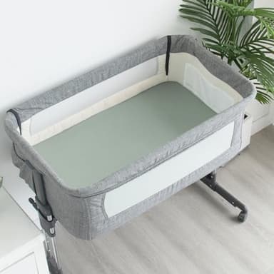 Baby Bassinet Sheets 4 Pack Fit for Airclub, Mika Micky Bedside Sleeper, Newton, Ezebaby, Besrey and Bellababy Bassinet, Ultra Soft & Skin-Friendly, Green - Image 5