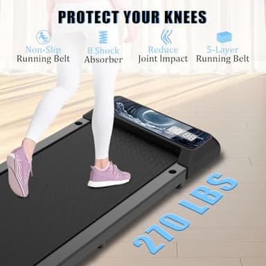 Upreign Walking Pad Treadmill, Portable Small Treadmills for Home & Office, 2.5HP Low Noise Treadmill with Remote Control, Compact Design - Image 3