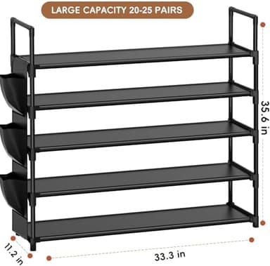 OYREL 5 Tier Shoe Organizer Rack for Closet, Entryway, Garage, Door, Space Saving, Shoe Holder Stand/Tower, Large, 20-25 Capacity - Image 4