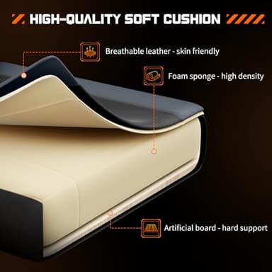 Sweetcrispy Video Game Desk Chair - Ergonomic Computer with Footrest and Comfy Lumbar Support, PU Leather Recliner with Headrest, Fixed Up Armrest, Height Adjustable with 360° Swivel, for Adults, Grey - Image 7