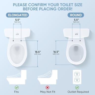 LEIVI Electric Bidet Smart Toilet Seat with Dual Control Mode, Adjustable Warm Water and Air Dryer, Ultra Slim Heated Toilet Seat, Oscillating and Pulsating Spray Wash, LED Nightlight, Elongated - Image 5