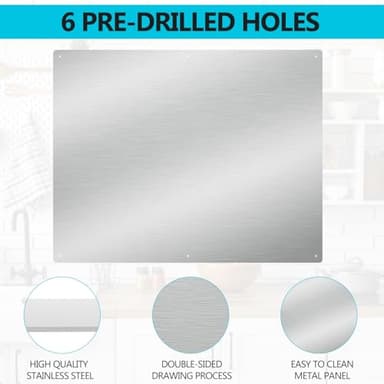 32" x 30" Thicken Heavy Range Hoods Stainless Steel Backsplash,Panel Splatter Guard for Stovetop,6 Pre Drilled Holes for Easy Installation,Keep the Walls Clean, Bright and Beautiful (32" x 30") - Image 4