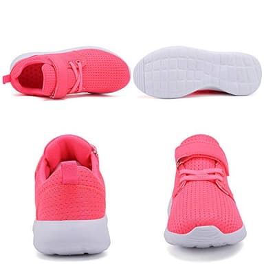 TOEDNNQI Boys Girls Sneakers Kids Lightweight Breathable Strap Athletic Running Shoes for Toddler/Little Kid/Big Kid Pink Size 9 - Image 4