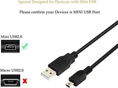 AlyKets Mini-USB Power Charger Cable for PS3 Controller, MP3 Players,Dash Cam,Canon Camera,SatNav,Garmin Nuvi,PlayStation-3,USB Mini-B Charging Cable Compatible for GoPro Hero 3+ (6 Feet Long) - Image 2