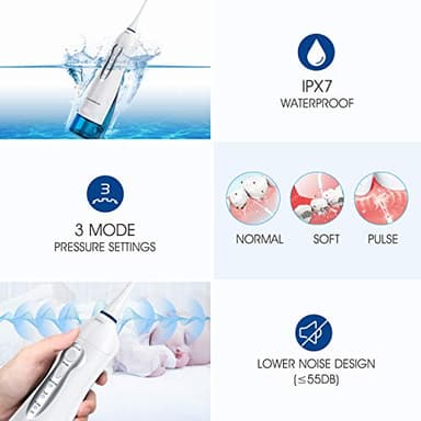 Hangsun Water Flossers for Teeth Cordless Rechargeable Dental Oral Irrigator Water Jet for Teeth Braces Care with 8 Jet Tips for Travel and Home Use (White) - Image 4