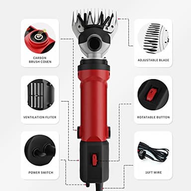 Dragro Sheep Clippers 600W, Professional Animal Shearing Machine, Farm Livestock Grooming Kit, Heavy Duty Electric Clippers for Thick Coat Animals (Sheep Clippers-600W) - Image 4