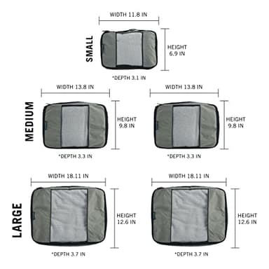 TravelWise Packing Cube System - Durable 5 Piece Weekender Plus Set (Silver) - Image 3