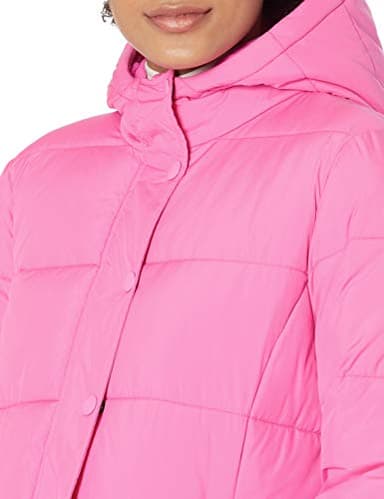 Amazon Essentials Women's Heavyweight Quilted Long-Sleeve Hooded Puffer Coat (Available in Plus Size), Neon Pink, Large - Image 4