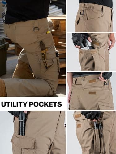 FREE SOLDIER Men's Water Resistant Pants Relaxed Fit Tactical Cargo Work Pants with Multi Pocket - Image 5