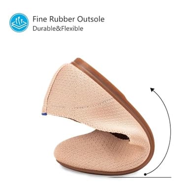Frank Mully Women's Knit Ballet Flat Round Toe Flat Shoes Slip On Classic Low Wedge Ballerina Shoes, Ecru, 7 - Image 4