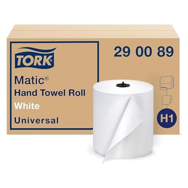 Tork Matic Paper Hand Towel Roll White H1, Universal, 100% Recycled Fiber, 6 Rolls x 700 ft, 290089 - Image 1