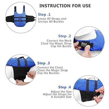 Queenmore Ripstop Dog Life Jacket Shark Life Vest for Dogs, Safety Lifesaver with High Buoyancy and Lift Handle for Small and Medium Breeds（Blue S） - Image 5