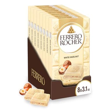 Ferrero Rocher premium chocolate bar, White Chocolate with Hazelnut Filling, Perfect Self Treat, 3.1 oz Each - Image 1