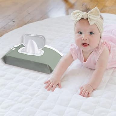 Baby wipes dispenser，portable baby wipes holder for outdoor, Refillable baby wipes container, on the go wet wipe pouch for travel, resuable wipes dispenser for hiking (sage) - Image 5