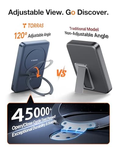 TORRAS EasyGo 10000mAh Magnetic Portable Charger Power Bank for iPhone, Fast Charging Travel Essential Wireless Battery Pack Compatible with Magsafe, iPhone Air, Pro, Pro Max,17,16,15,14,13,12, Black - Image 8