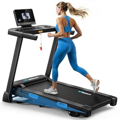 MERACH Treadmills for Home with Incline 6%-15%, 300 LBS Capacity Double Deck Foldable Treadmill with Incline, 0.5-7.5MPH Quiet 2.5HP Brushless Incline Treadmill LED Display with Smart APP - Image 1