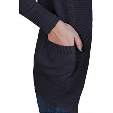 VOIANLIMO Women Open Front Casual Long Sleeve Knit Soft Classic Black Cardigan Sweater with Pocket M Size - Image 3