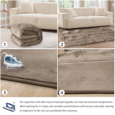 ILPEOD Baby Play Mat for Floor Tummy Time Mat Nursery Rug Muscle Mat Area Rug Playroom Rug Tatami Mat 6'7"x6'7" Memory Foam 1.3" Thick Crawling Mat for Babies,Toddlers, Infants, Kids,Floor Mat(Brown) - Image 4