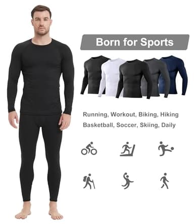 Dalavch 5 Pack Men's Compression Shirts Long Sleeve Athletic Workout Sports Undershirt Base Layer Top for Winter 2 Black 1 White 1 Gray 1 Blue Large - Image 5