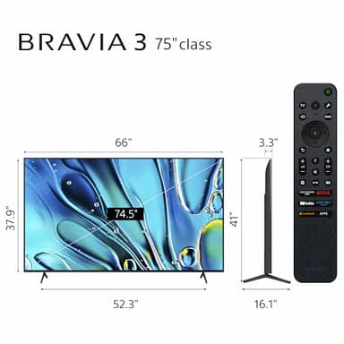 Sony 75-Inch Class 4K Ultra HD BRAVIA 3 LED Smart TV with Google TV, Dolby Vision HDR, and Exclusive Features for PlayStation®5 (K-75S30) - Image 2
