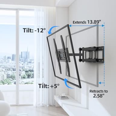 USX STAR UL Listed Full Motion TV Wall Mount Bracket for Most 32-70 inch TVs, Swivel Extend Tilting TV Mount, Max VESA 400x400mm, Holds up to 99 lbs & 16" Wood Studs with Hole Drilling Template - Image 3