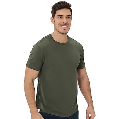 netdraw Men's Ultra-Soft Bamboo Viscose T-Shirt, Curved Hem Lightweight Cooling Cotton Blend Casual Tee, Black/Olive/Navy, X-Large - Image 6