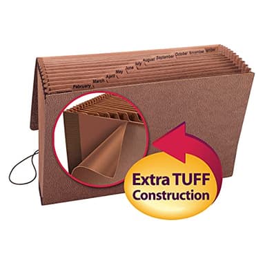 Smead TUFF Expanding File, 12 Pockets, Monthly (Jan.-Dec.), Flap and Cord Closure, Legal Size, Redrope (70390) - Image 3
