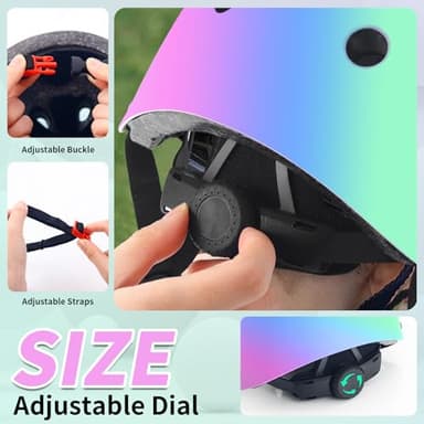 Kids Helmet and Pads Set for Skateboard & Bike - Adjustable Toddler Safety Gear with Cool Color Gradient for Boys Girls 3-5-8-14 Years Old, for Scooter, Rollerblading, Longboard - Image 5