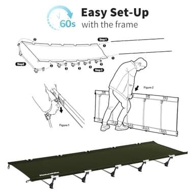 Naturehike GreenWild Camping Cot, Ultralight Folding Backpacking Cot, 60-Second Easy Set-Up, Supports 330lbs, Portable Camping Bed for Adults for Camping Hiking Travel Home - Image 6