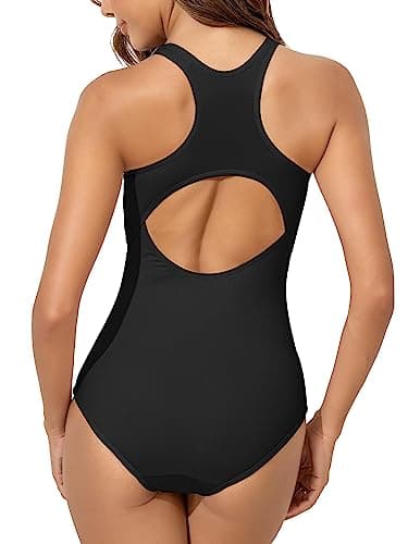 Beautikini Period Swimwear Women's One Piece Leakproof Menstrual Bathing Suit Racerback Swimsuit for Teens Girls Black S - Image 5