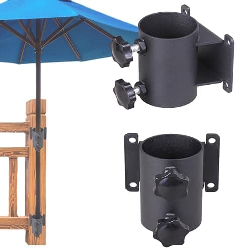 YZZHAJ Patio Umbrella Holder Heavy-Duty Adjustable Metal Sun Umbrella Clamp Stand Umbrella Clamp Mount Bracket for Deck Railing，Outdoor Courtyard,Balcony,Boats（Fit Max OD 2 inch） (2) - Image 1