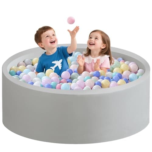 Zedachica Ball Pit for Toddlers 47.24''x15.75'' Baby Ball Pit Soft Foam Ball Pits Round Lagre Kids Ball Pits Indoor and Outdoor Game Kids Play Ball Pool Ideal Gift for Children (Grey, NO Balls) - Image 1