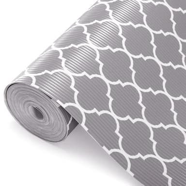 Glotoch 2 Rolls Non Adhesive Shelf Liners for Kitchen Cabinets, Waterproof Drawer Liners for Kitchen, Non Slip Cabinet Liners for Shelves/Dresser/Refrigerator/Bathroom, 17.5" x 30 FT, Gray - Image 1
