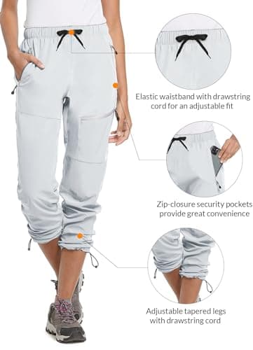 baleaf Cargo Pants for Women Petite Joggers Lightweight Quick Dry Pant Water Resistant 27'' Travel Workout Athletic Cool Gray Size S - Image 4