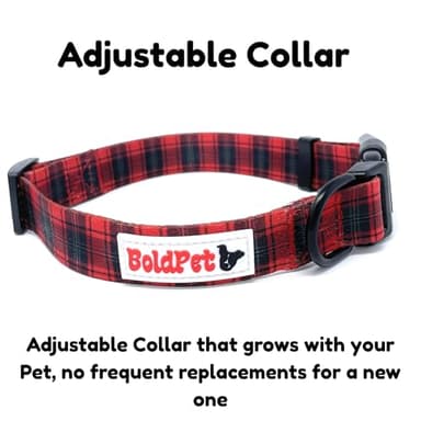 BOLDPET Dog Collar and Leash Set - Durable Polyester Material -Adjustable Collar-Safe Metal Buckle-Cute Plaid Dog Leash and Collar Set for Small, Medium and Large Dogs - Image 2