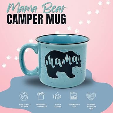 Mama Bear Ceramic Coffee Mug for Mom, Wife, Women – Unique Teal Ceramic Mug – Fun Gifts for Her on Mother’s Day, Birthday, or Christmas – Cute Coffee Cup for Moms, Wives, and Coffee-Loving Women - Image 2