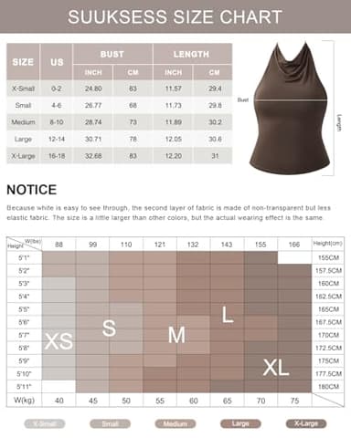 SUUKSESS Women Halter Backless Tank Tops Sexy Cowl Neck Summer Going Out Tops Sleeveless Camisole Top (Black,S) - Image 6